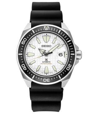 Seiko Men's Automatic Prospex Black Silicone Strap Watch 44mm In White