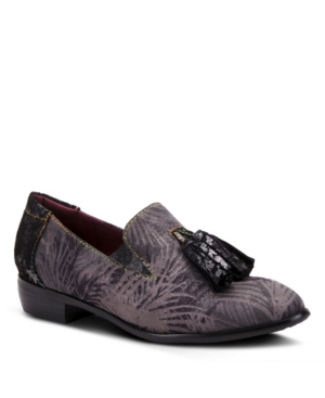 image of L-Artiste Women-s Klasik-Fronds Metallic Print Loafers Women-s Shoes