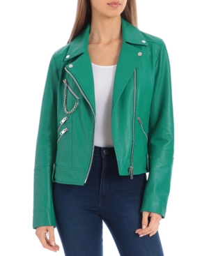 Avec Les Filles Leather Hardware-Trimmed Moto Jacket