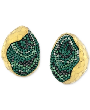image of Swarovski Gold-Tone Crystal Oval Clip-On Drop Earrings