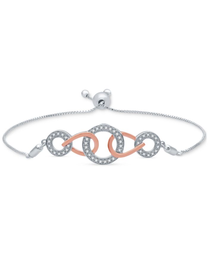 Diamond Interlocking Link Bolo Bracelet (1/6 ct. t.w.) in Sterling Silver