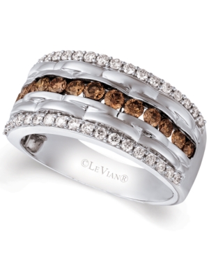 image of Le Vian Chocolatier Men-s Diamond Multi-Row Ring (1-1/3 ct. t.w.) in 14k White Gold