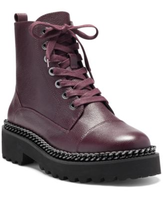 vince camuto women's ermania lace up lug sole combat booties
