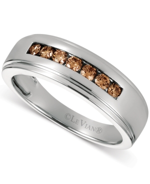 image of Le Vian Chocolatier Men-s Diaomond Chocolate Diamond Band (3/8 ct. t.w.) in 14k White Gold
