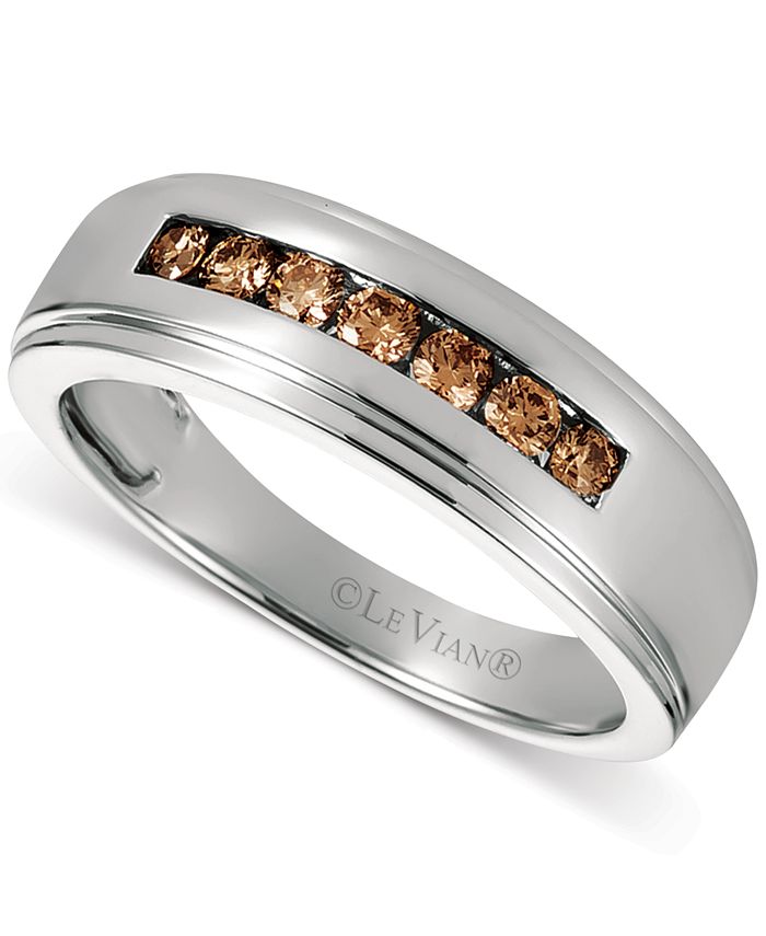 Le Vian Chocolatier® Men's Chocolate Diamond Band (3/8 ct. .) in 14k  White Gold & Reviews - Rings - Jewelry & Watches - Macy's