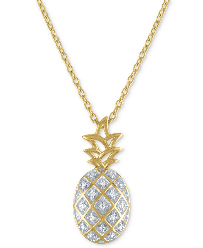 Gold Pineapple Pendant Chain Necklace 