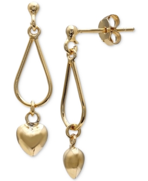 image of Giani Bernini Heart Dangle Drop Earrings in 18k Gold-Plated Sterling Silver, Created for Macy-s
