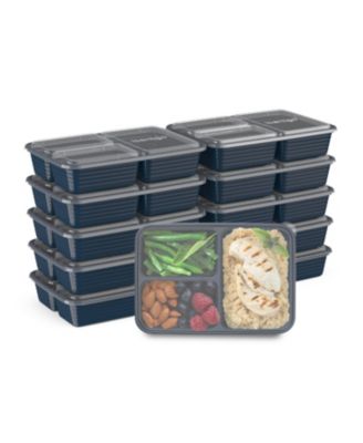 Food Prep 3-Compartment Food Storage Containers, Pack of 10
