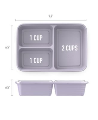 Food Prep 3-Compartment Food Storage Containers, Pack of 10