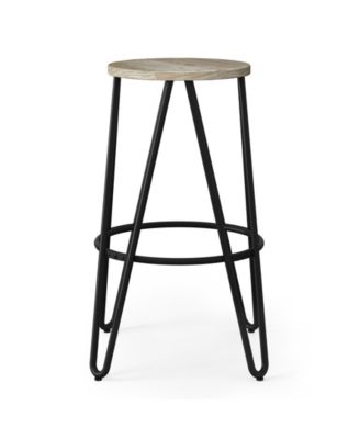 Simeon 26" Metal Counter Height Stool with Wood Seat, Set of 2