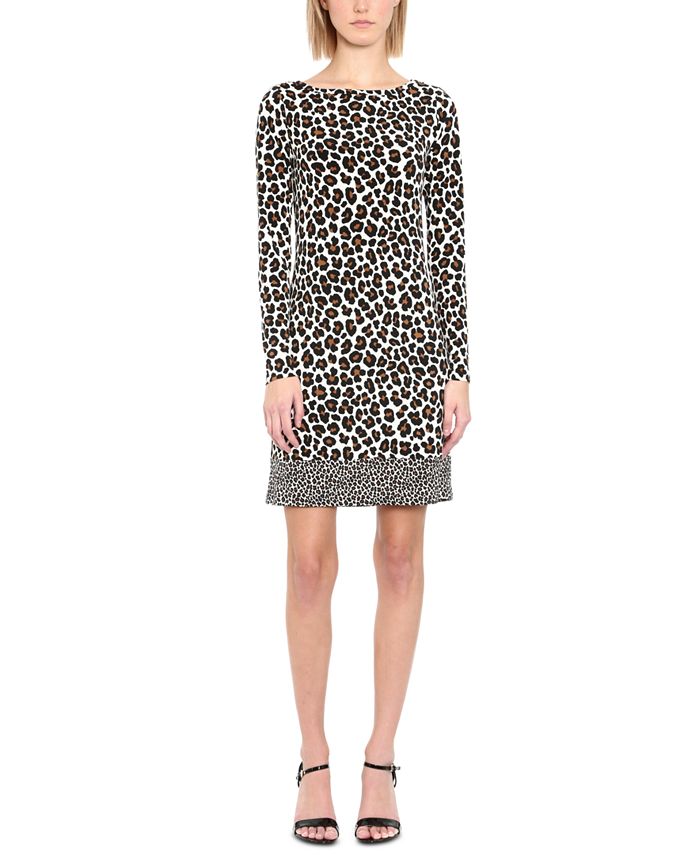 Michael Kors Petite Leopard-Print Shift Dress - Macy's