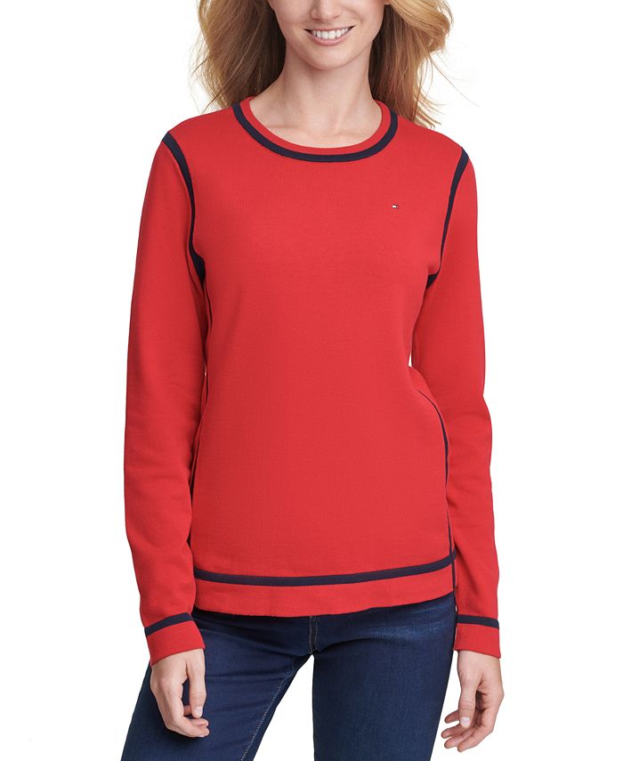 Tommy Hilfiger Crewneck Tipped Sweater - Macy's