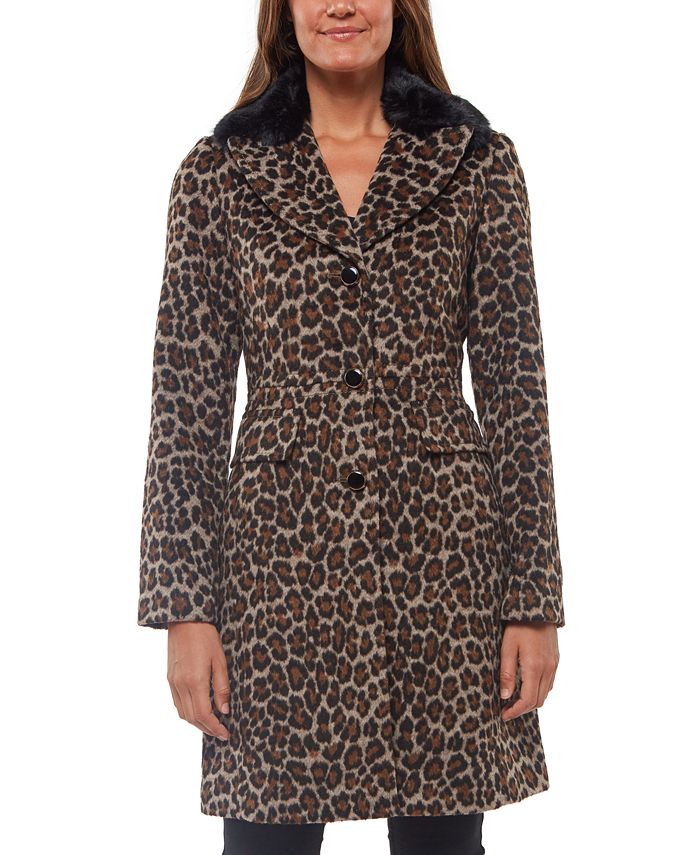 kate spade new york Leopard-Print Faux-Fur-Collar Coat & Reviews - Coats &  Jackets - Women - Macy's