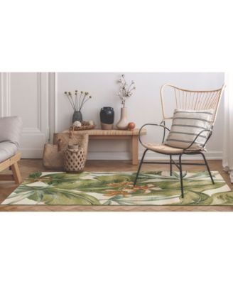 Marina Tropical Leaf Cream 7'10" x 9'10" Outdoor Area Rug