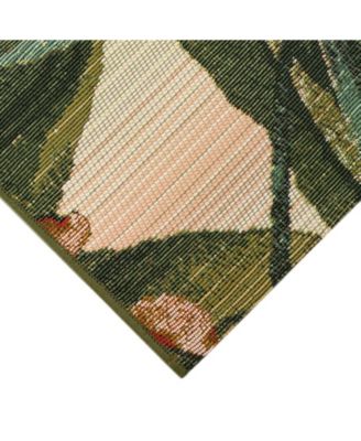 Marina Tropical Leaf Cream 1'11" x 7'6" Runner Rug