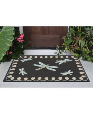 Frontporch Dragonfly Black and Gray 2' x 3' Outdoor Area Rug