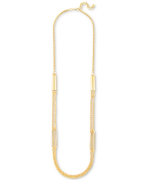 image of Zenzii Gold-Tone Tubular Bead Split-Chain Strand Necklace, 19