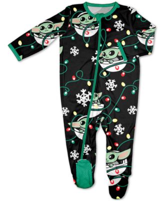 Munki Munki - Baby 1-Pc. R2-D2 Baby Yoda Holiday Printed Footed Pajamas