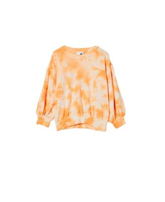 orange puff sleeve sweater