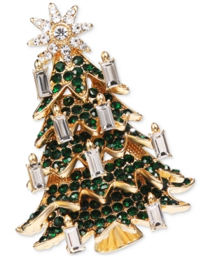 image of Charter Club Gold-Tone Crystal Tree Pin, Created for Macy-s