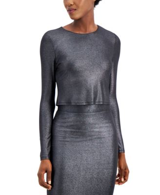 Bar III - Metallic Bodycon Top