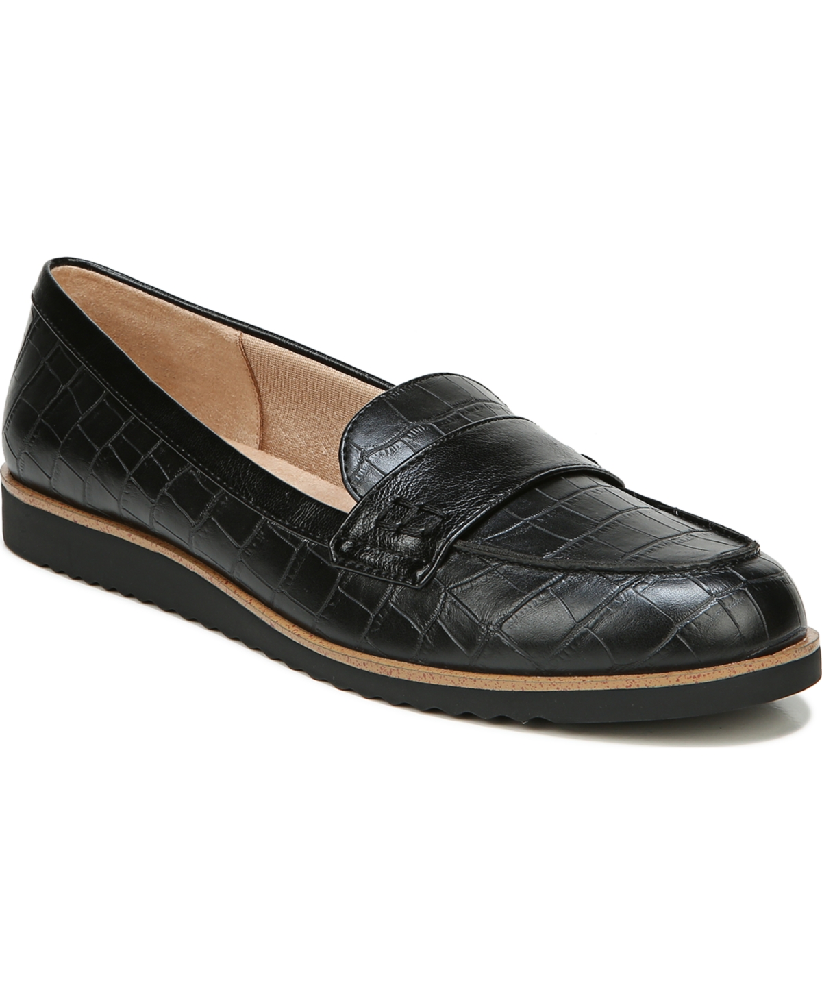 Shop Lifestride Zee Slip On Loafers In Black Croco Faux Leather