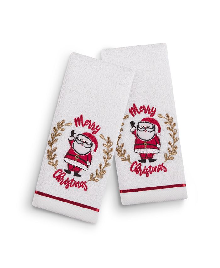 Martha Stewart Collection Holiday Santa 2-Pc. 11" x 18" Fingertip Towel ...