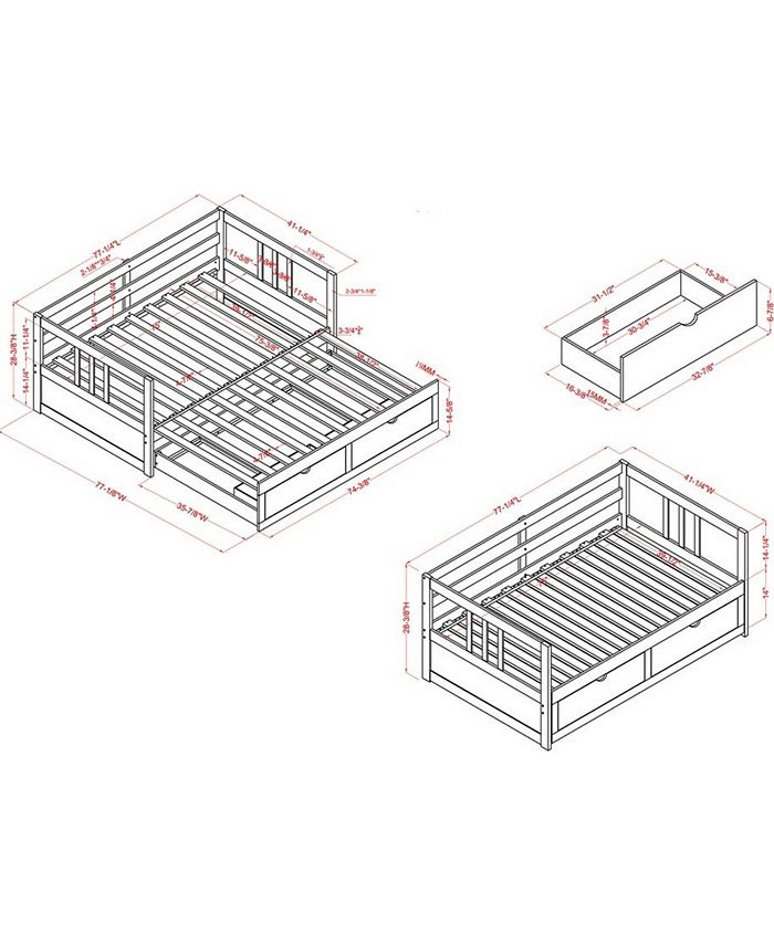 Furniture of America Farlie 2Drawer Twin to Full Size Daybed Macy's