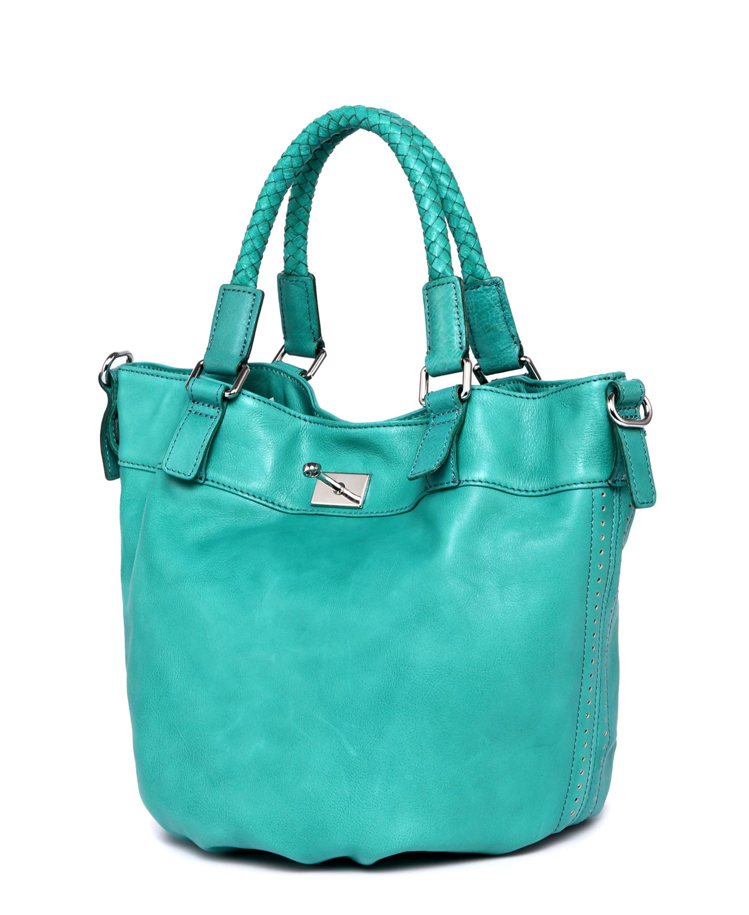 Pumpkin Small Leather Crossbody Bucket Bag