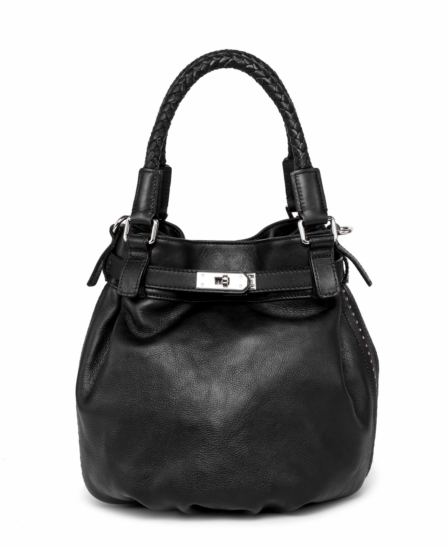 Pumpkin Small Leather Crossbody Bucket Bag