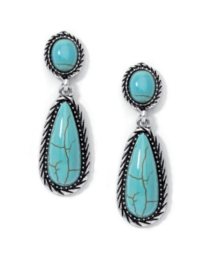 image of Macy-s Simulated Turquoise in Fine Silver Plated Drop Dangle Earrings