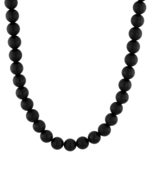 image of Macy-s Men-s Matte Onyx Bead Necklace in .925 Sterling Silver