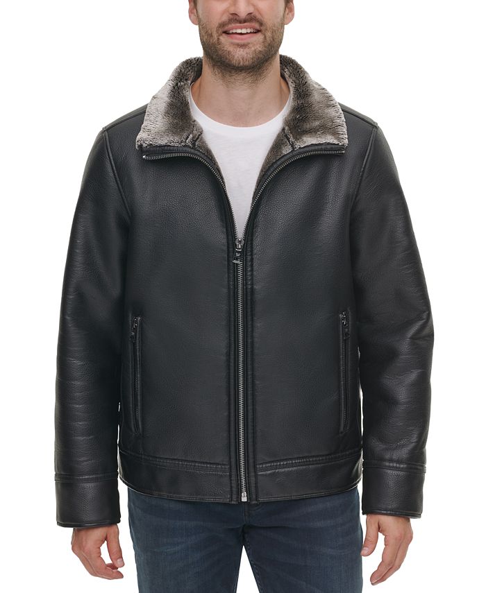 Calvin Klein Men's Faux-Leather Bomber Jacket - Macy's