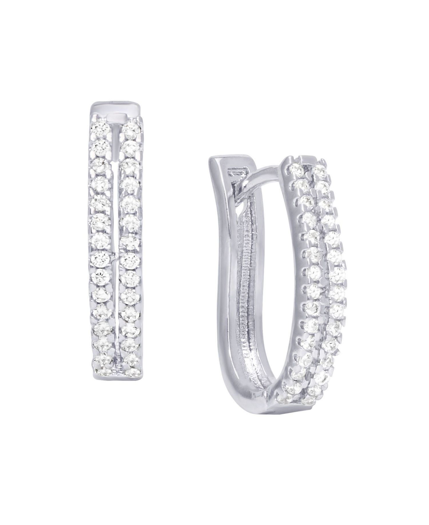 Cubic Zirconia 2-Row Hoop Earrings