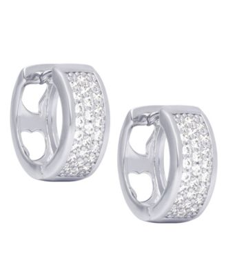 Cubic Zirconia Pave Huggie Hoop Earrings
