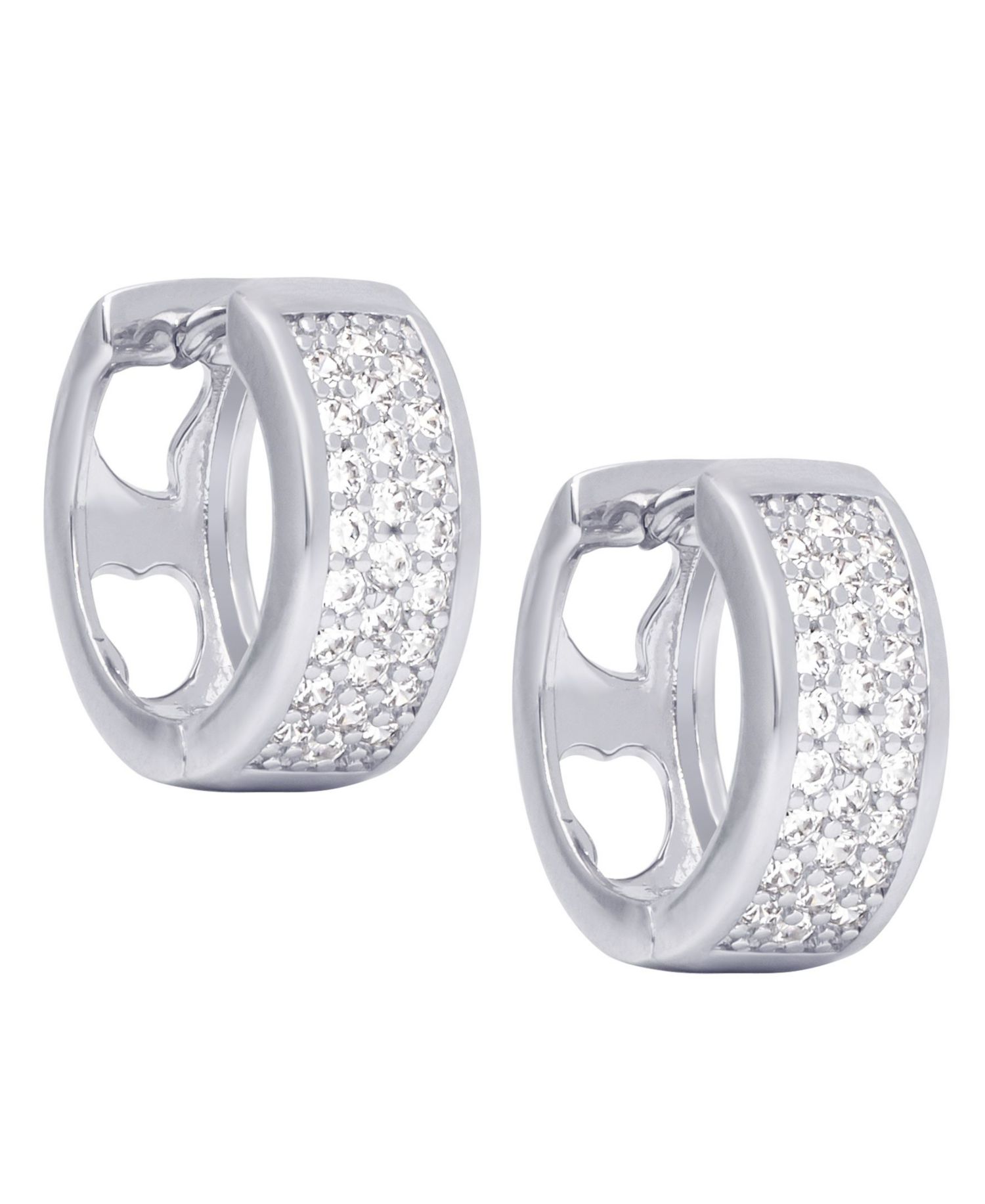 Cubic Zirconia Pave Huggie Hoop Earrings