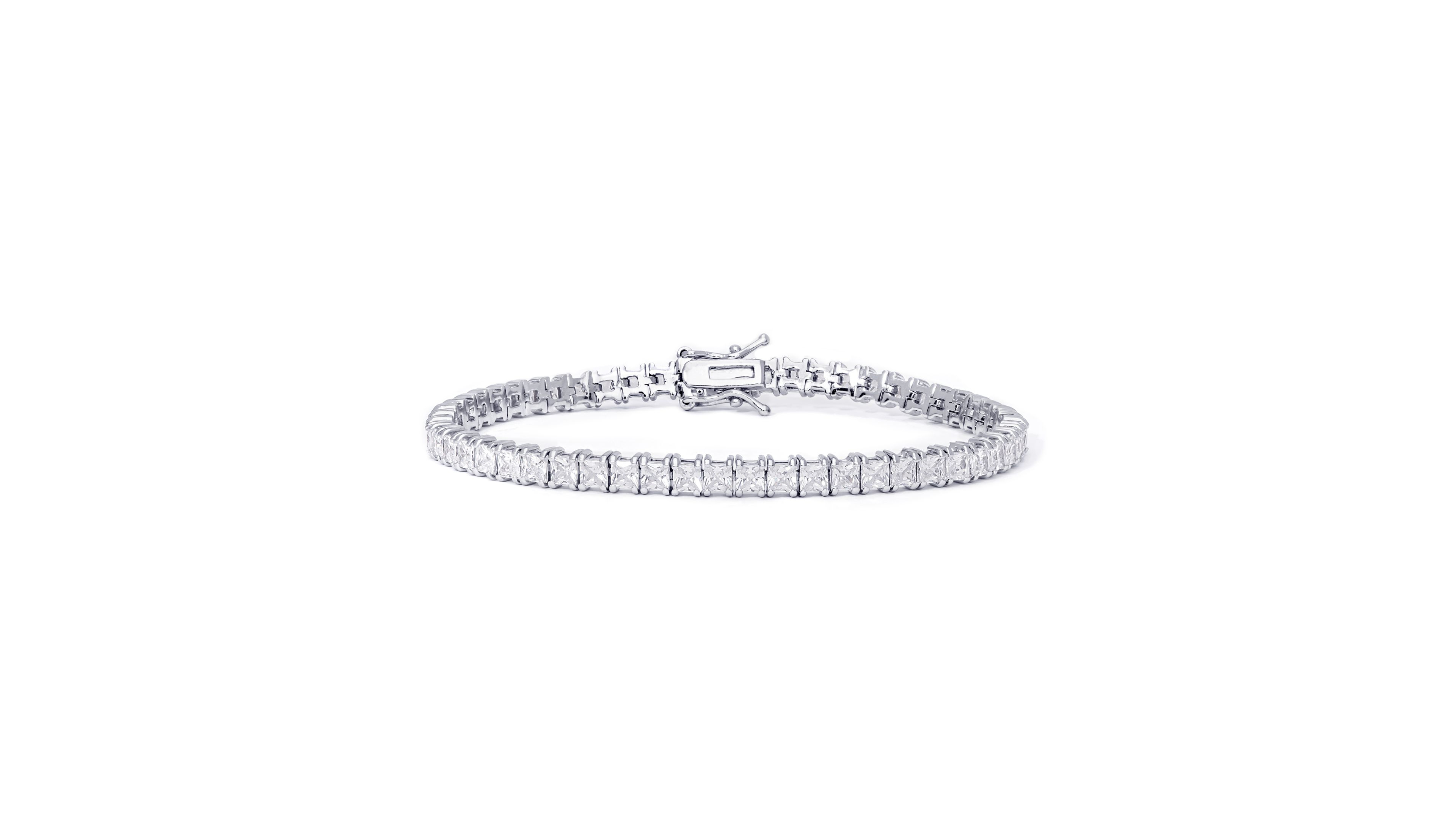 Macy's Cubic Zirconia Square Link Tennis Bracelet in Silver Plate