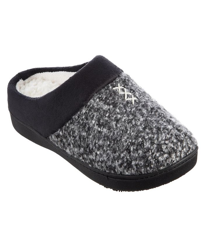 women's isotoner jessie microsuede heathered knit hoodback slipper