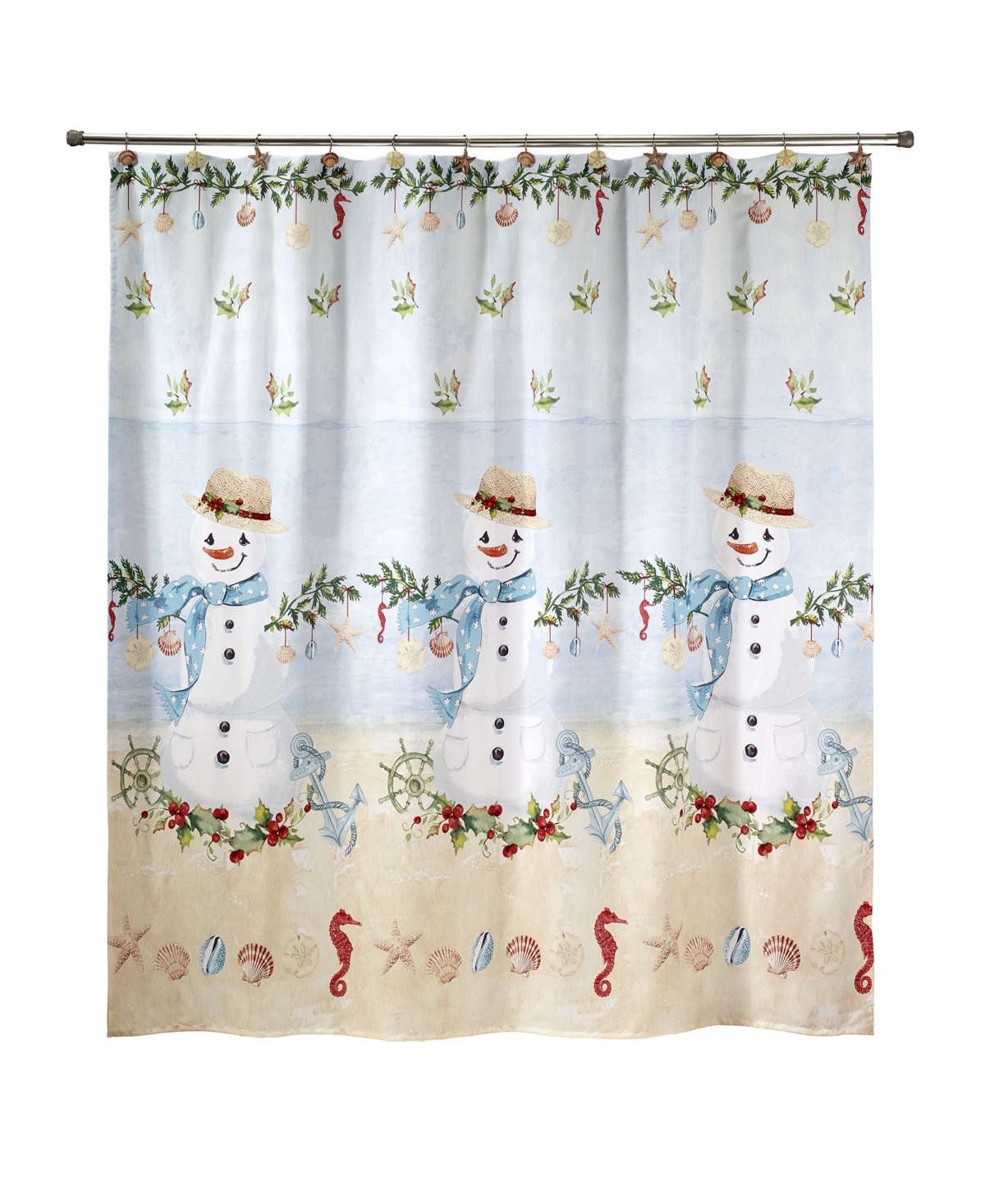 Avanti Coastal Snowman 72 x 72 Shower Curtain Bedding