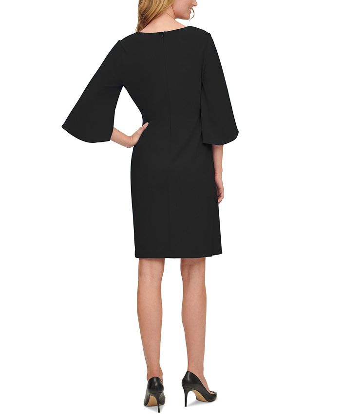 dkny tie sleeve faux wrap dress
