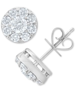 image of Diamond Cluster Stud Earrings (1-1/2 ct. t.w.) in 14k White Gold