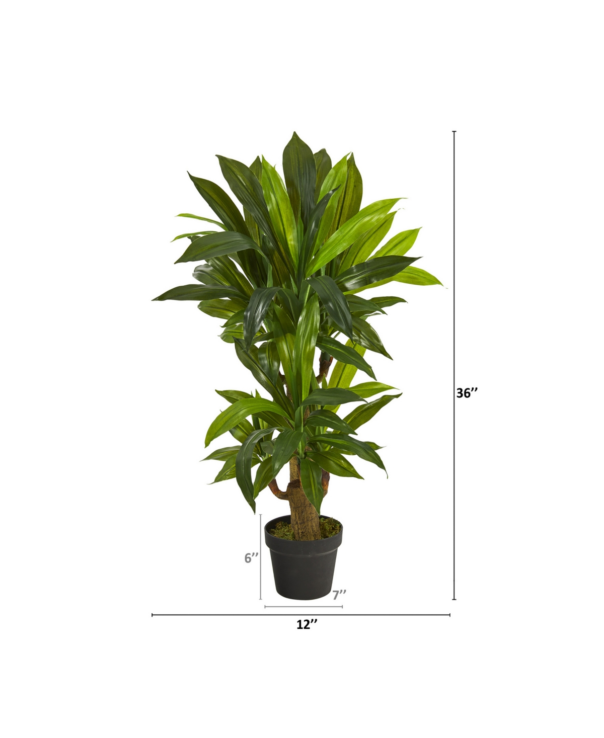 Nearly Natural Corn Stalk Dracaena Artificial Plant, Real Touch In Green