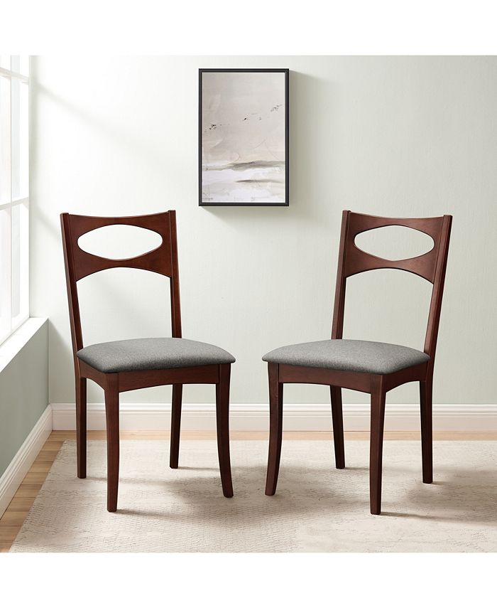 Walker Edison Mid Century Modern Upholstered Seat Dining Chair, Set of ...