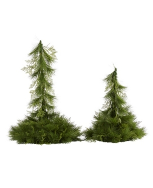 Nearly Natural Table Top Or Hanging Artificial Christmas Decor, Set Of 2 In Green