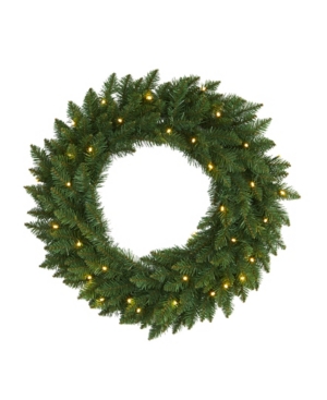 Nearly Natural Pine Artificial Christmas Wreath With 35 Clear Led Lights In Green