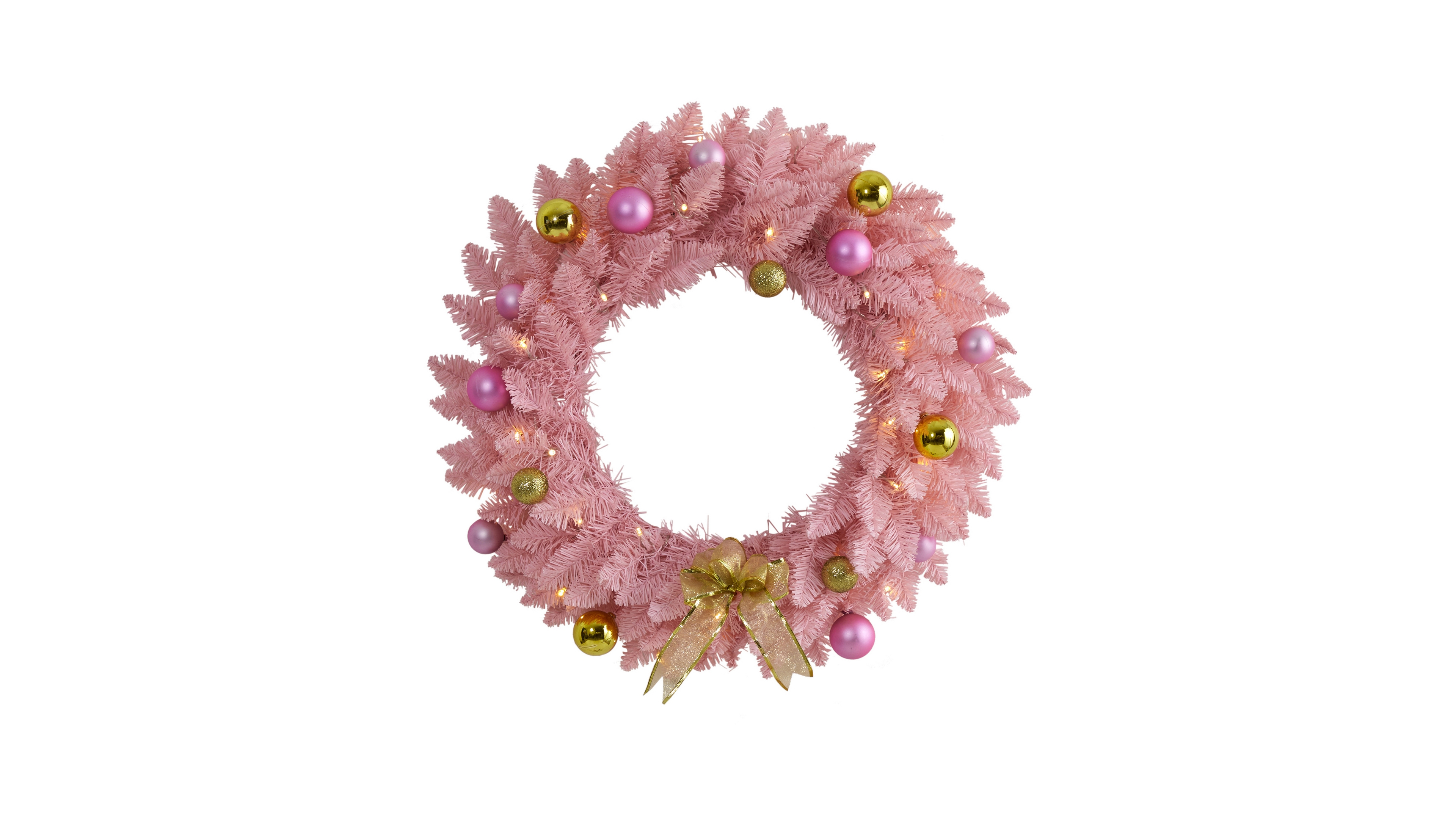 Nearly Natural Artificial Christmas Wreath with 35 Led Lights and Ornaments