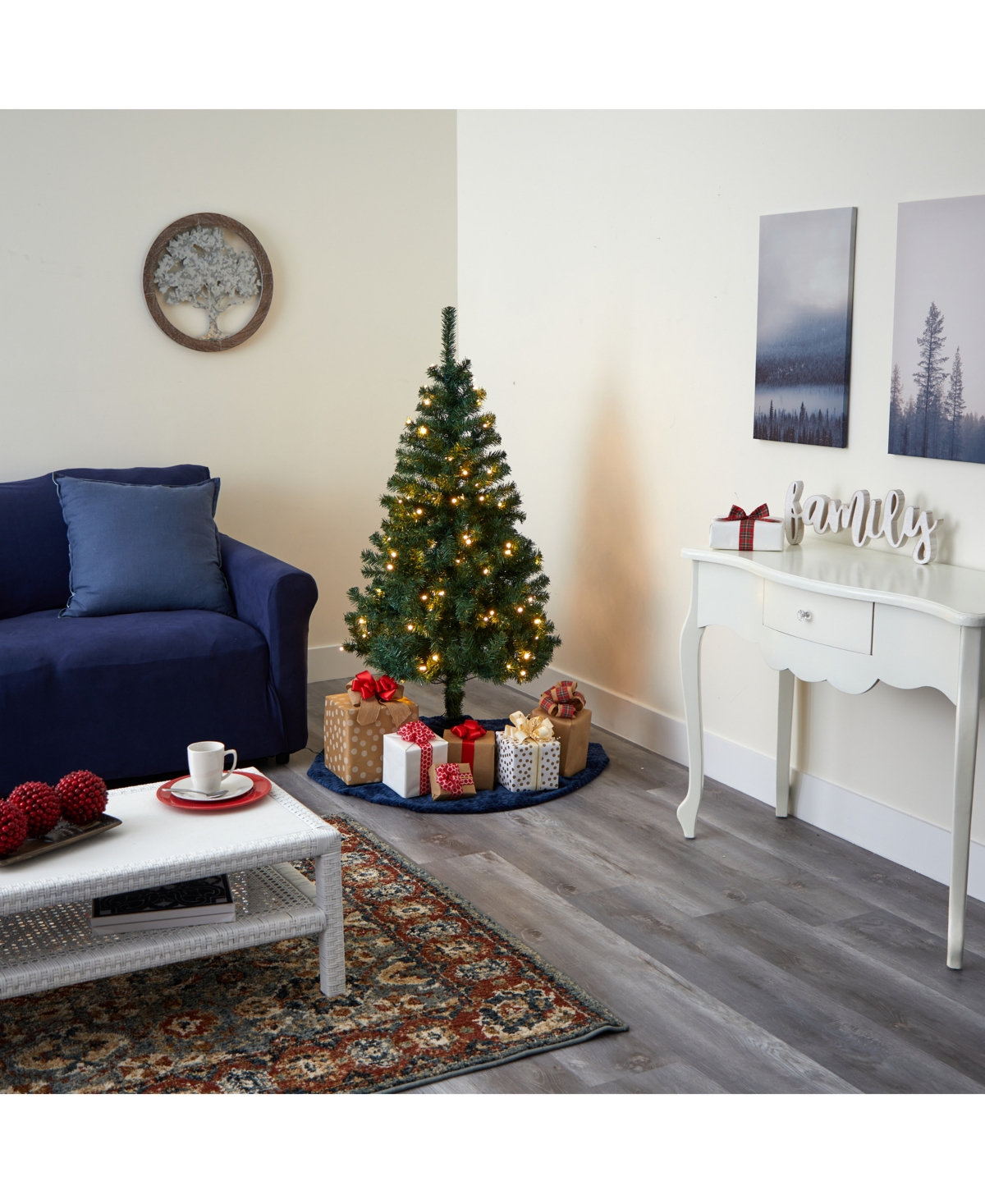 Nearly Natural Northern Tip Pine Artificial Christmas Tree with 150 Clear Led Lights