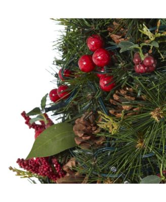 Mixed Berry and Pine Cone Artificial Christmas Tree with 35 Clear LED Lights