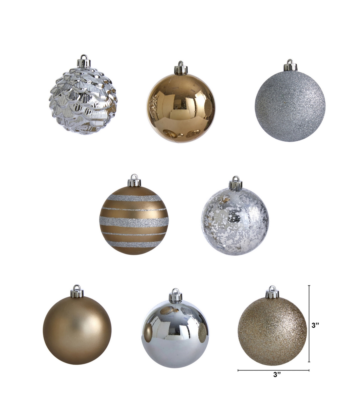 Nearly Natural Holiday Shatterproof, 64 Count Christmas Tree Ornament Set