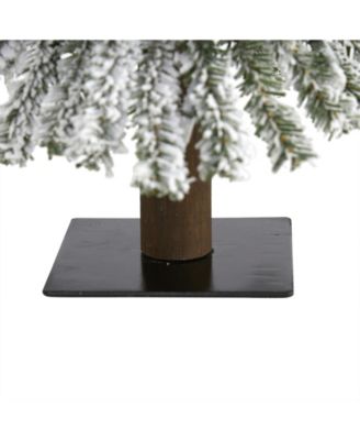 Flocked Grand Alpine Artificial Christmas Tree with 35 Clear Lights and 111 Bendable Branches On Natural Trunk